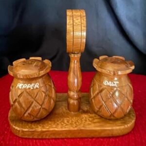 Wooden Pineapple Salt & Pepper Shakers